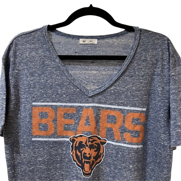 Chicago Bears 47 Brand Women's S Blue Space Dye V-Neck Oversized SS T-Shirt New - Picture 3 of 10